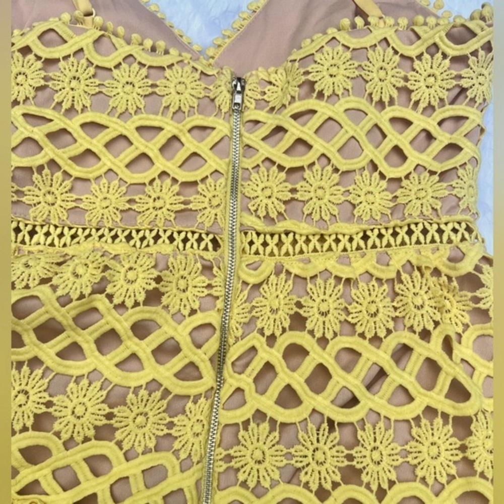 Lulu’s Beauty and Lace Yellow Crochet Mini Dress - Picture 4 of 9